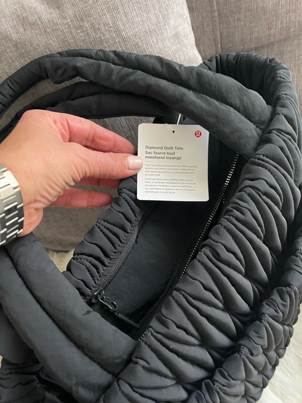 lululemon Black Diamond Quilted Tote Bag 14 L NWT women’s - Picture 9 of 16